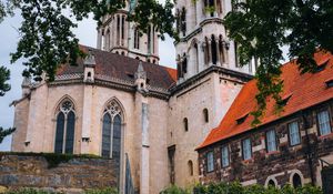 Preview wallpaper buildings, towers, columns, architecture, steps