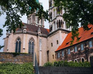 Preview wallpaper buildings, towers, columns, architecture, steps