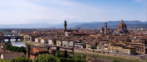 Preview wallpaper buildings, towers, river, city