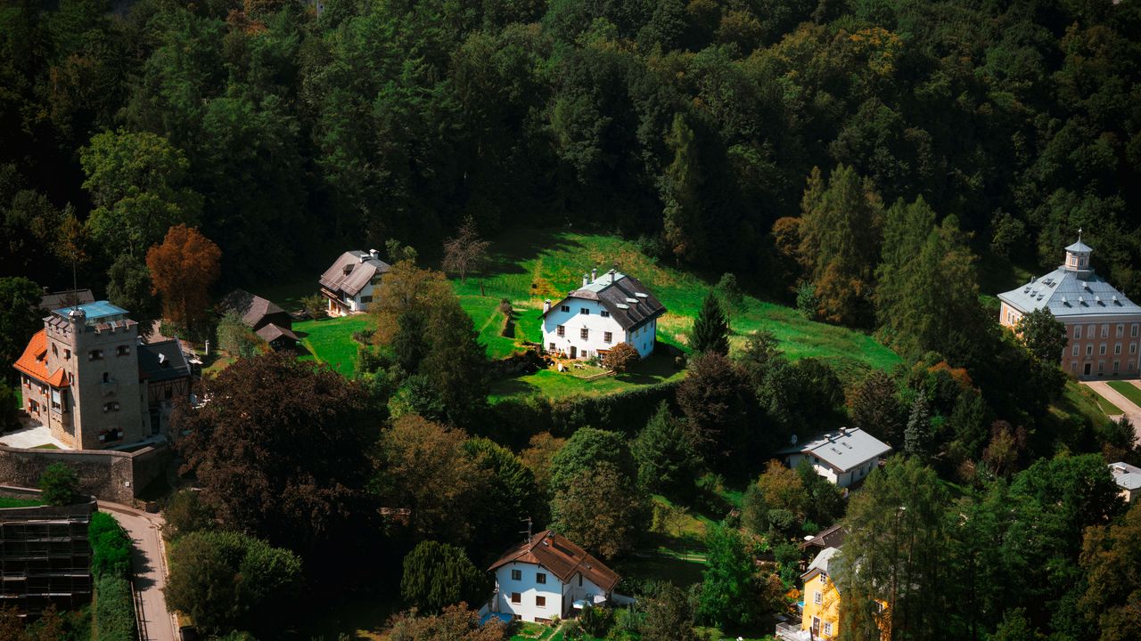 Wallpaper buildings, trees, houses, city, height, salzburg, austria