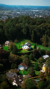 Preview wallpaper buildings, trees, houses, city, height, salzburg, austria