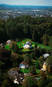 Preview wallpaper buildings, trees, houses, city, height, salzburg, austria