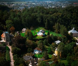 Preview wallpaper buildings, trees, houses, city, height, salzburg, austria