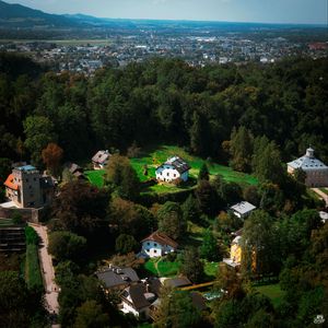 Preview wallpaper buildings, trees, houses, city, height, salzburg, austria