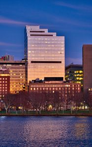 Preview wallpaper buildings, trees, river, water, city