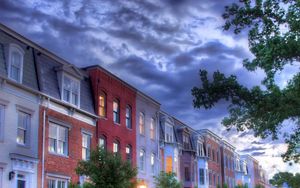 Preview wallpaper buildings, trees, sky, clouds, hdr