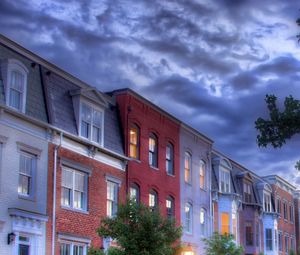 Preview wallpaper buildings, trees, sky, clouds, hdr