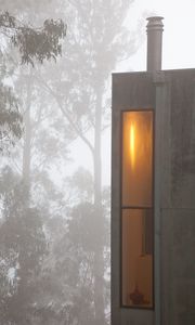 Preview wallpaper buildings, window, fog, trees