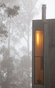 Preview wallpaper buildings, window, fog, trees