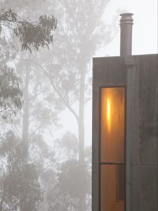Preview wallpaper buildings, window, fog, trees