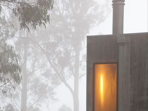 Preview wallpaper buildings, window, fog, trees