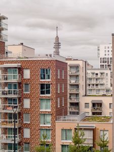 Preview wallpaper buildings, windows, antenna, clouds