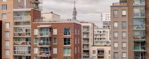 Preview wallpaper buildings, windows, antenna, clouds