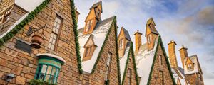 Preview wallpaper buildings, windows, architecture, snow, sky