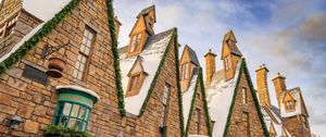 Preview wallpaper buildings, windows, architecture, snow, sky