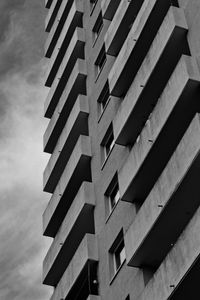 Preview wallpaper buildings, windows, facade, balconies, architecture, clouds, black and white