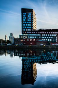 Preview wallpaper buildings, windows, water, pond, reflection, city