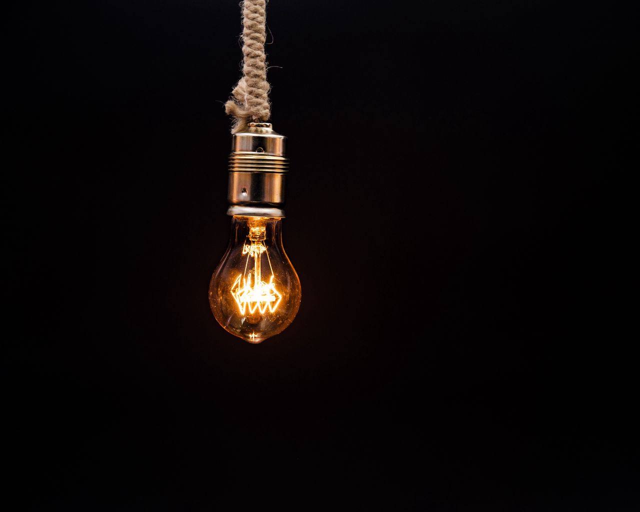1280x1024 Wallpaper bulb, lighting, rope, electricity, edisons lamp