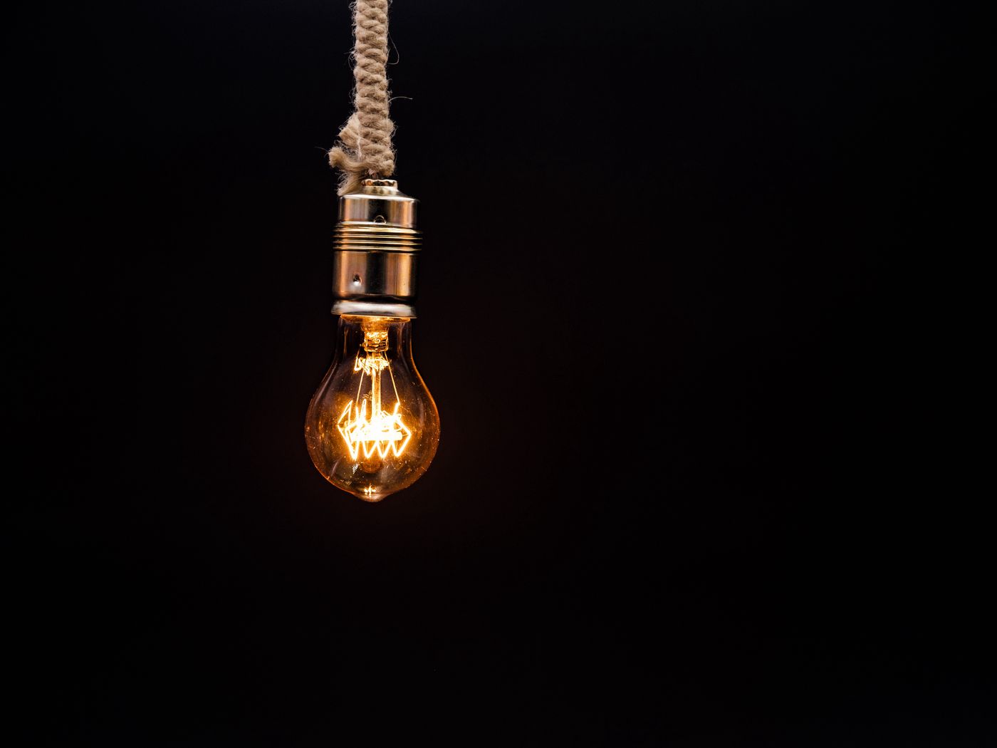 1400x1050 Wallpaper bulb, lighting, rope, electricity, edisons lamp