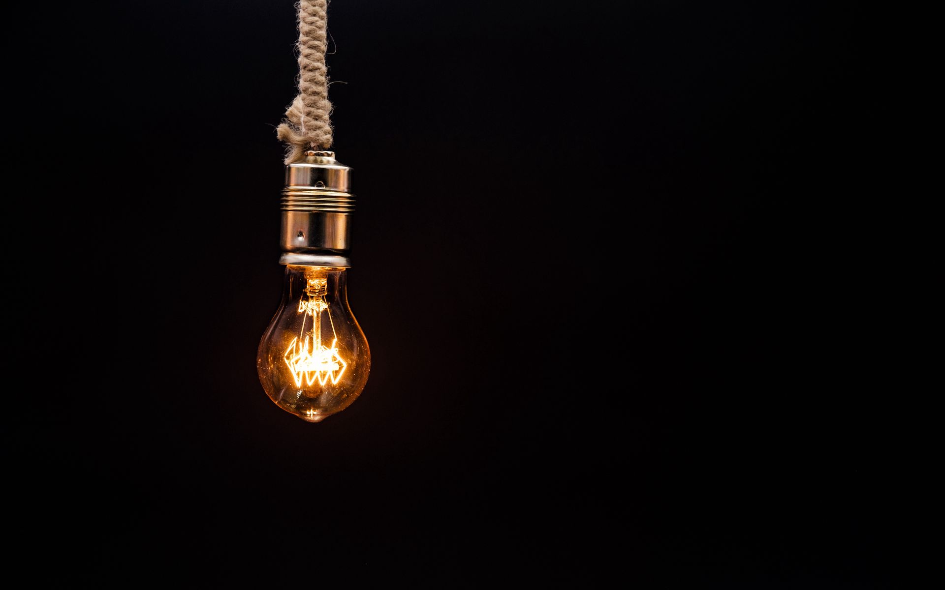 1920x1200 Wallpaper bulb, lighting, rope, electricity, edisons lamp
