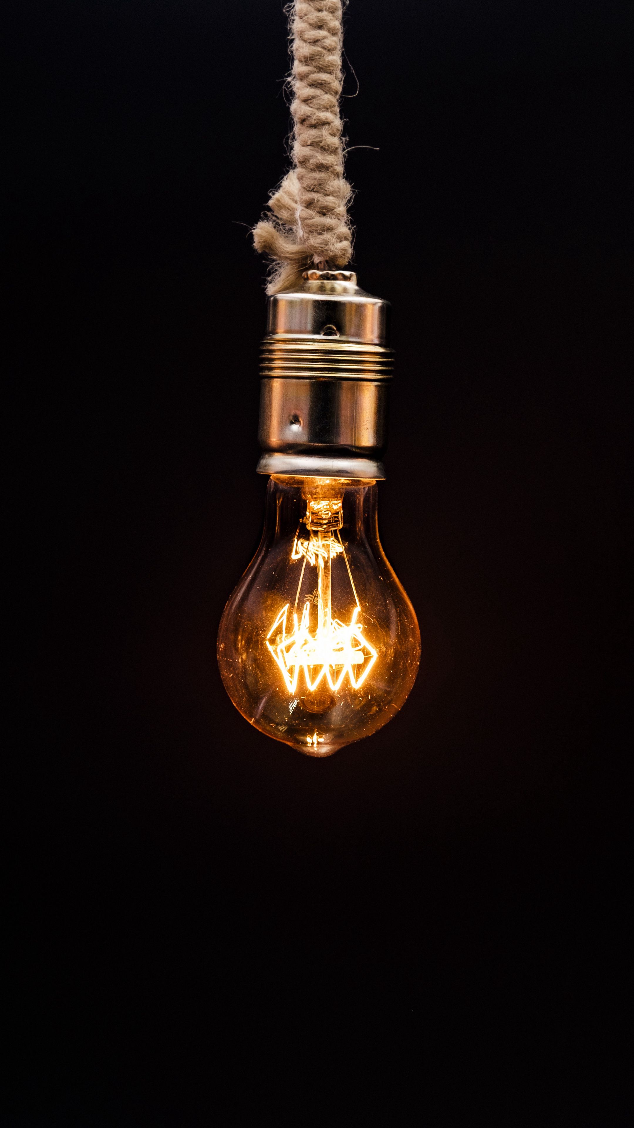 2160x3840 Wallpaper bulb, lighting, rope, electricity, edisons lamp