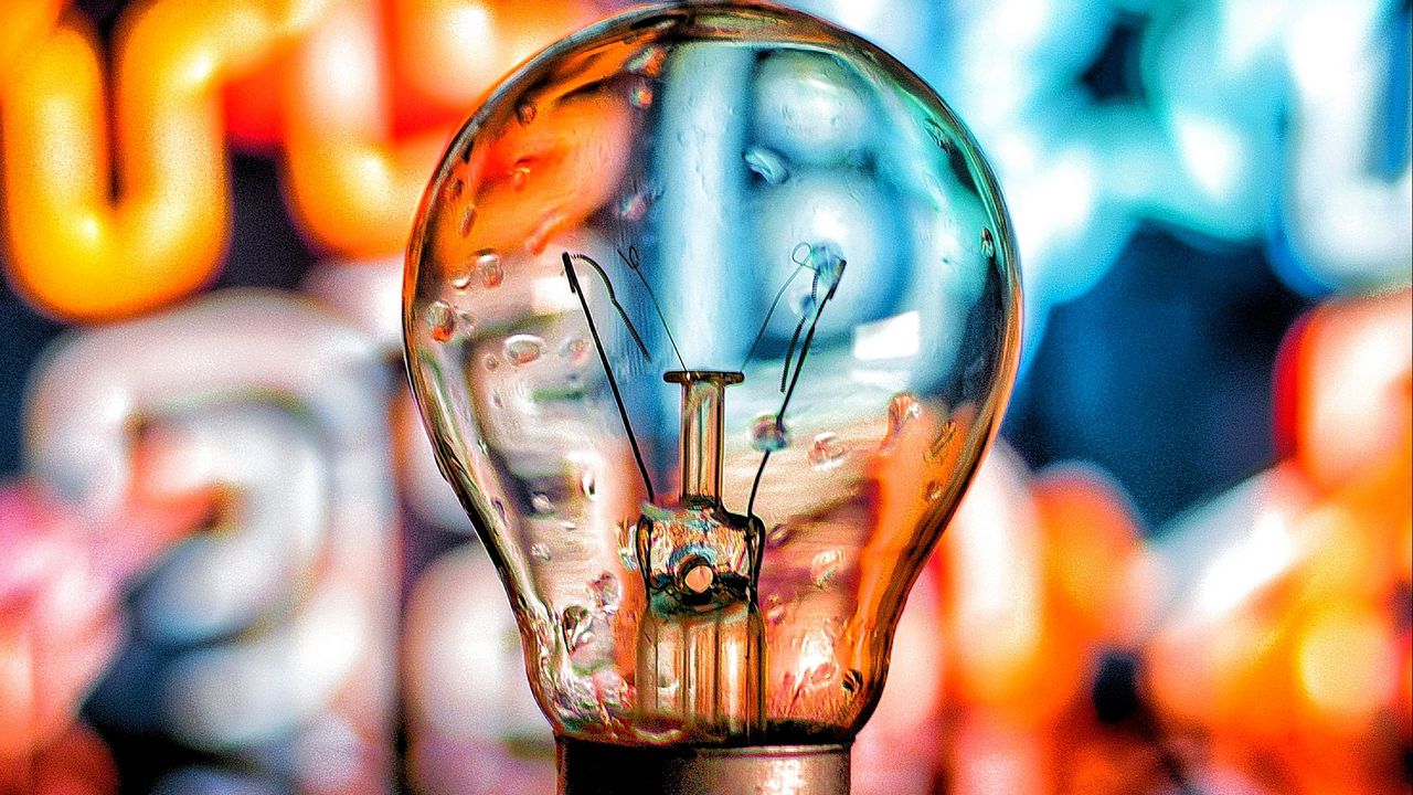 Wallpaper bulb, reflection, blur, multicolored