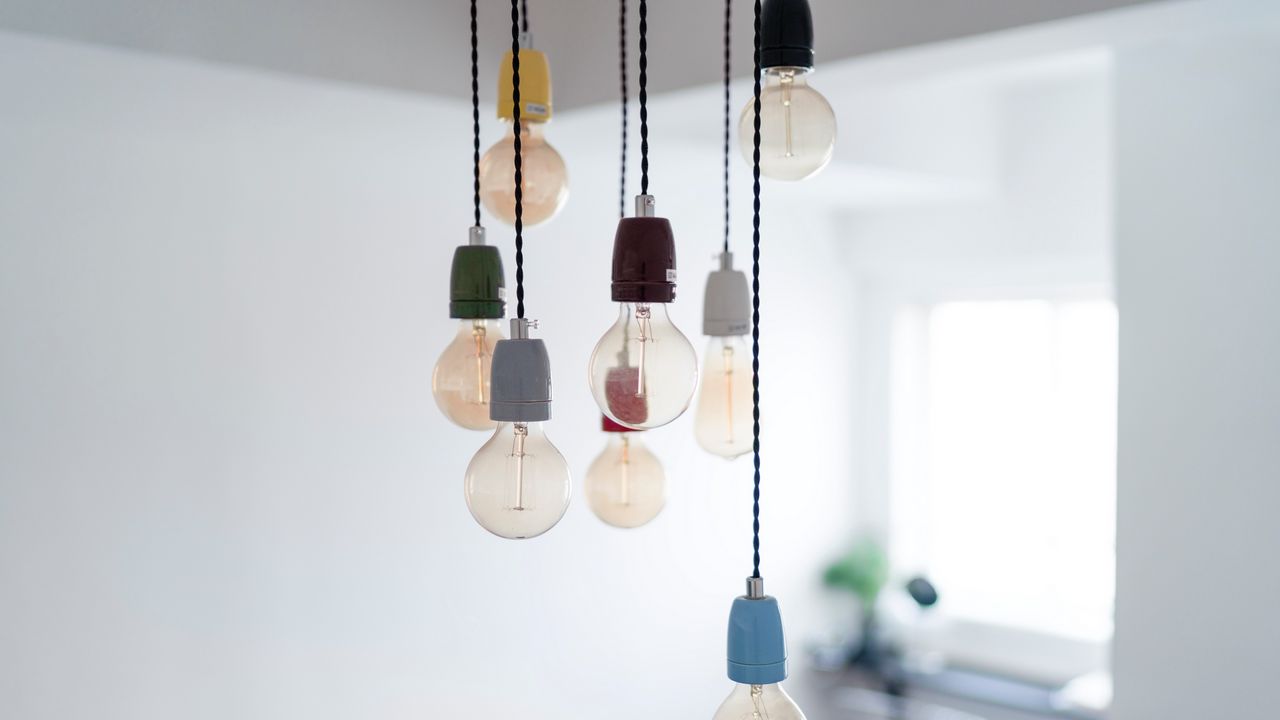 Wallpaper bulbs, chandelier, electricity