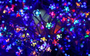 Preview wallpaper bulbs, flowers, neon, light, lighting, glare, bokeh, colorful