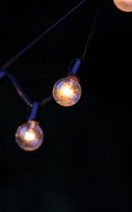 Preview wallpaper bulbs, garland, glow, black