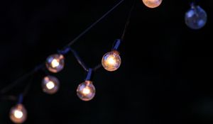 Preview wallpaper bulbs, garland, glow, black