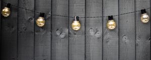 Preview wallpaper bulbs, garland, wooden, texture