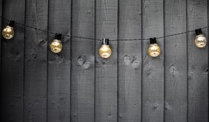 Preview wallpaper bulbs, garland, wooden, texture