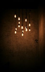 Preview wallpaper bulbs, glow, dark, room