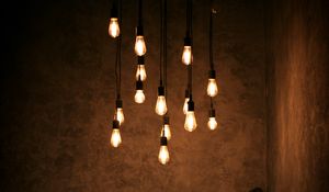 Preview wallpaper bulbs, glow, dark, room
