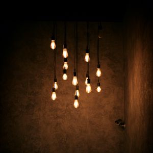 Preview wallpaper bulbs, glow, dark, room