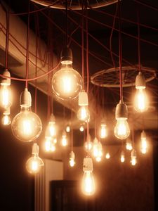 Preview wallpaper bulbs, light, blur, wires
