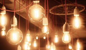 Preview wallpaper bulbs, light, blur, wires