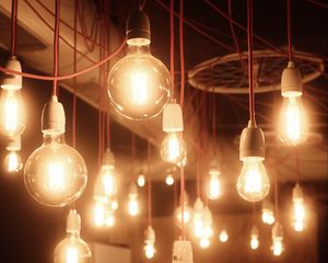 Preview wallpaper bulbs, light, blur, wires