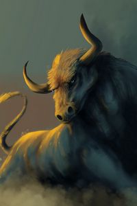 Preview wallpaper bull, dust, animal, art