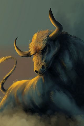 320x480 Wallpaper bull, dust, animal, art