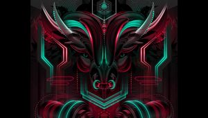 Preview wallpaper bull, neon, scheme, art