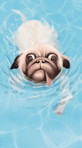 Preview wallpaper bulldog, dog, tongue protruding, water, art