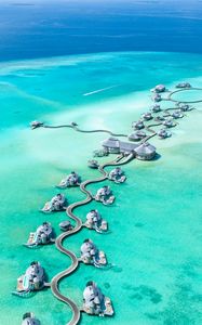 Preview wallpaper bungalow, aerial view, ocean, maldives