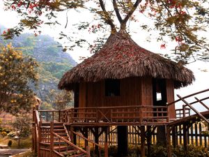 Preview wallpaper bungalow, hut, lake, architecture