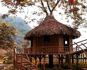 Preview wallpaper bungalow, hut, lake, architecture