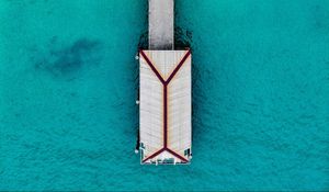 Preview wallpaper bungalow, pier, aerial view, sea