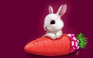Preview wallpaper bunny, drawing, carrots, sweet