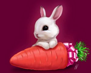 Preview wallpaper bunny, drawing, carrots, sweet