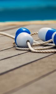 Preview wallpaper buoys, macro, boards, rope