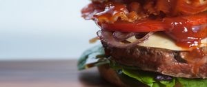 Preview wallpaper burger, buns, cutlets, sauce, fast food